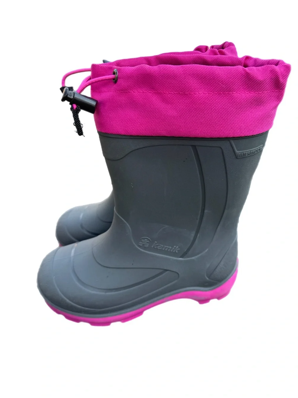 Kamik Snobuster Winter Boots Kids Sz 13 Charcoal Magenta Waterproof Winter Snow